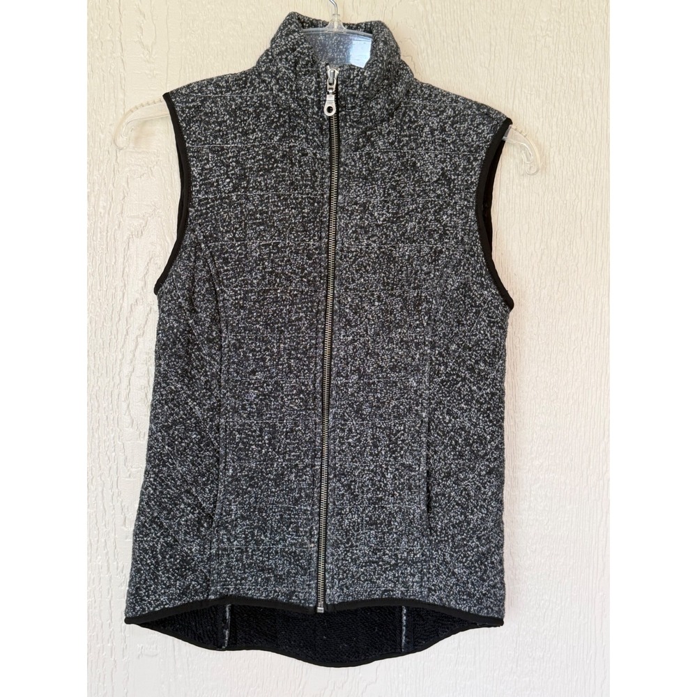 Pure + Good Anthropologie Quilted Space Dye Vest Black White Full Zip XS